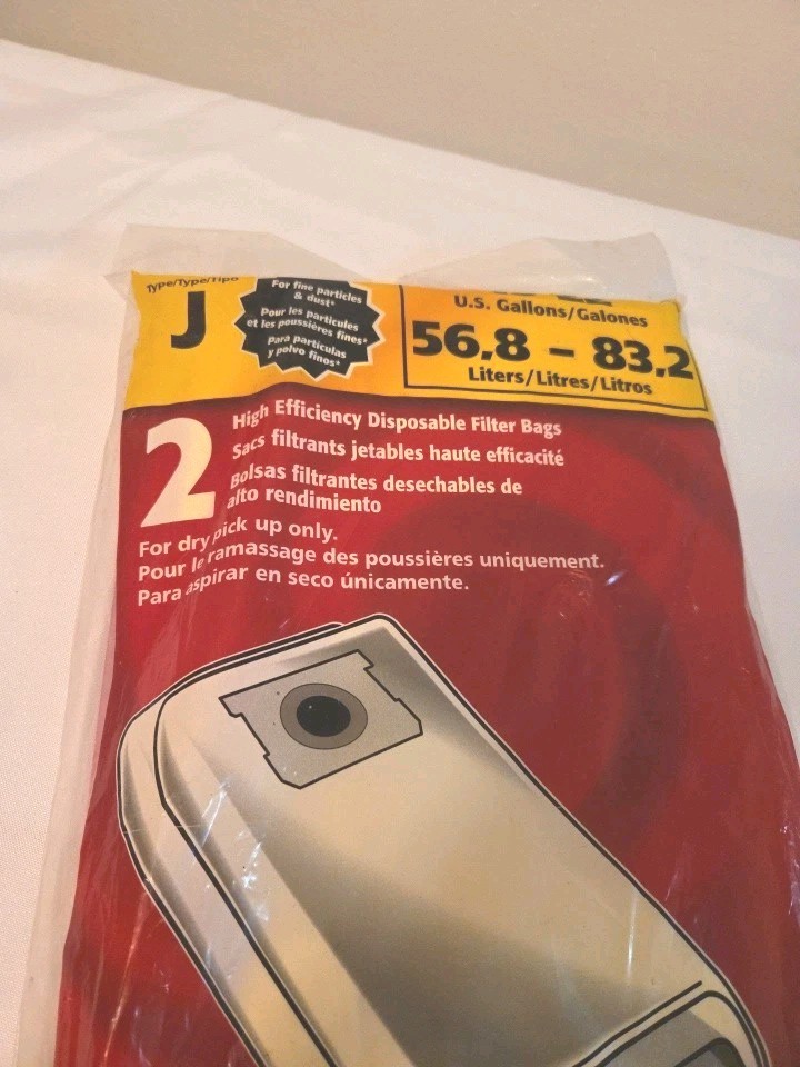 Shop-Vac Type J Paper Filter Bags for 15-22 Gallon Vacuums  90673 Pack Of 2