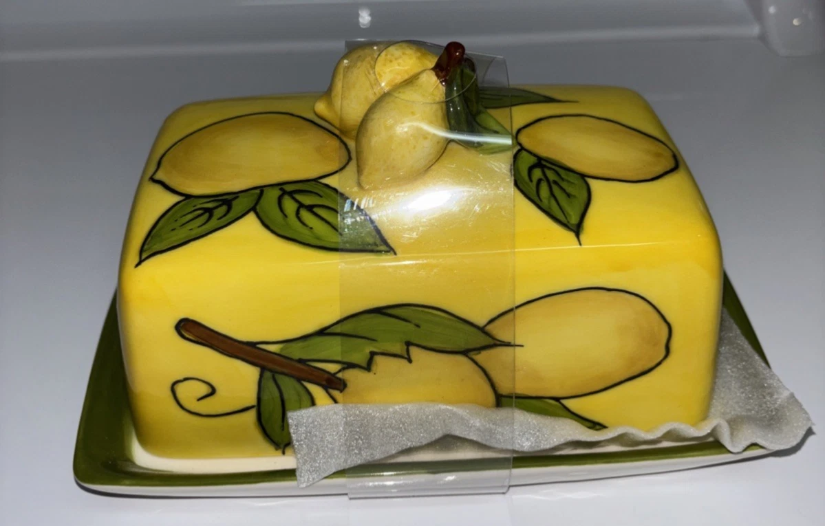 Blue Sky Clayworks Exceptionally Yellow Lemon Butter Dish - Thumbnail 4