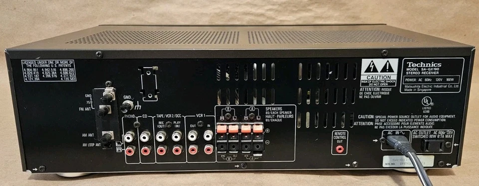 Technics SA-GX190 - Vintage 2 Channel AM FM Phono Stereo Receiver System TESTED  - Image 2 of 2