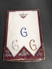 Vintage Set Of 3 handkerchiefs "G" NOS