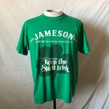 Vintage 80s John Jameson and Son Irish Whiskey T-Shirt Large Green VTG Tee
