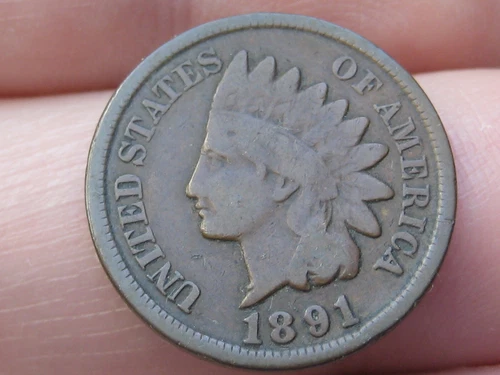 1891 Indian Head Cent Penny- VG/Fine Details