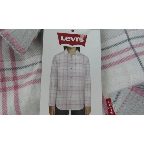 Levi's Girls Button Up Pink Gray Flannel Shirt Small 6/6X NWT $40 - Picture 4 of 5