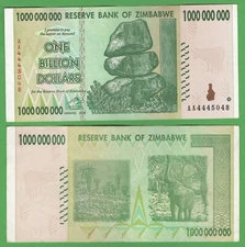 Zimbabwe 1 Billion Dollar Bill Used World Hyperinflation Banknote