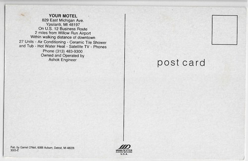 Vtg Postcard - YOUR Motel - Ypsilanti, Michigan - Picture 2 of 2