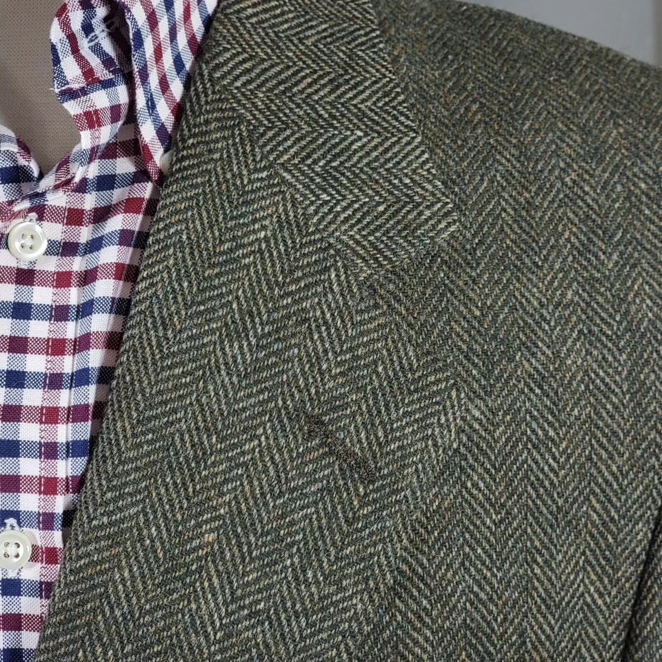 Abrigo deportivo Blazer John Alexander Hart Schaffner para hombre verde lana espiga 41R Foto 4 de 4