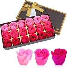 Rose Flower Soap Petals Gift Set 18PCS Pink Scented for Her
