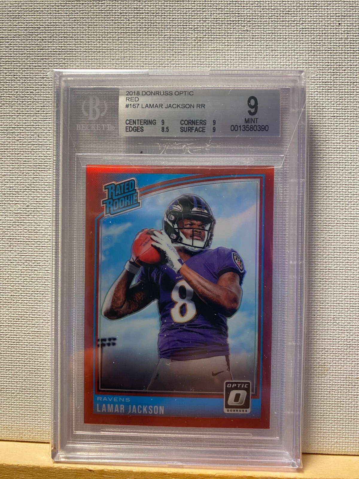 2018 Donruss Optic Red /99 Lamar Jackson BGS 9