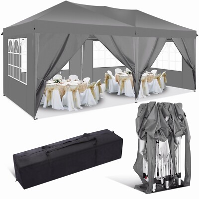 Pavillon 3x3/3x6/3x9M Wasserdichte Pop-up Hochzeitspavillon mit SeitenwändenZelt