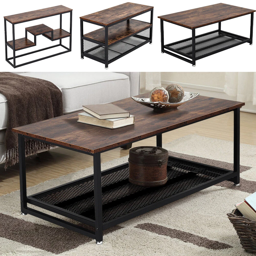 Vintage Industrial Coffee Table Retro TV Stand Console Table Mesh