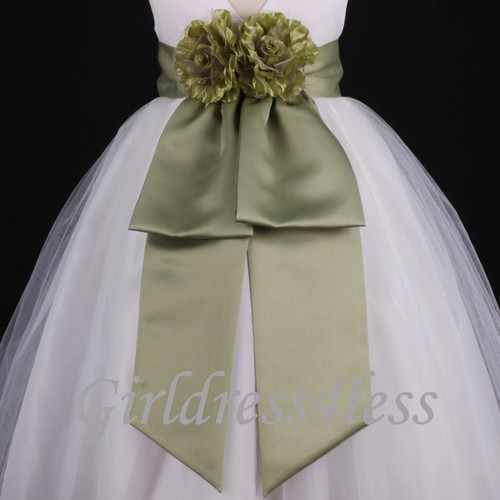 Sage Green Sash Wedding Flower Girl 