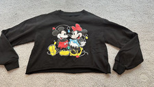 Disney Mickey Mouse Women's Sweatshirt Black Crewneck Pullover Soft Sz M