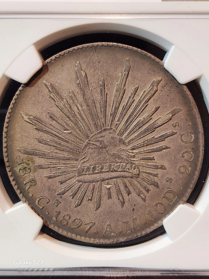1897 CN AM Culiacan, Mexico 8 Reales Silver NGC AU53 Felipe R Hidalgo Collection - Image 4 of 4