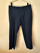 M S Collection Tailored Fit Mens Mid Blue Trousers Size 36" Waist 29" Leg