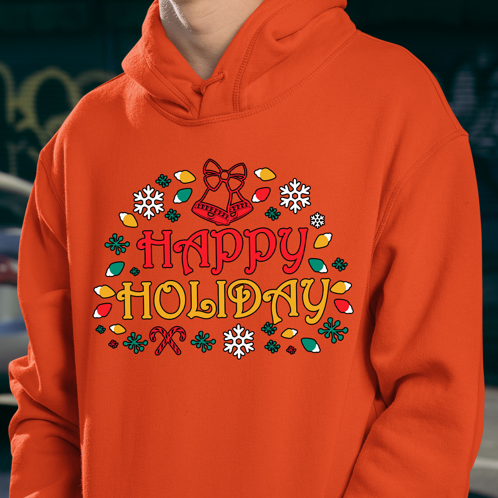 Happy Holiday Mens Hoodie Xmas Merry Christmas Bell Snow Novelty Gift Hoody image 8