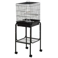44.5" Parakeet Bird Cage Parrot Flight Playtop for Cockatiel Finch Rolling Stand