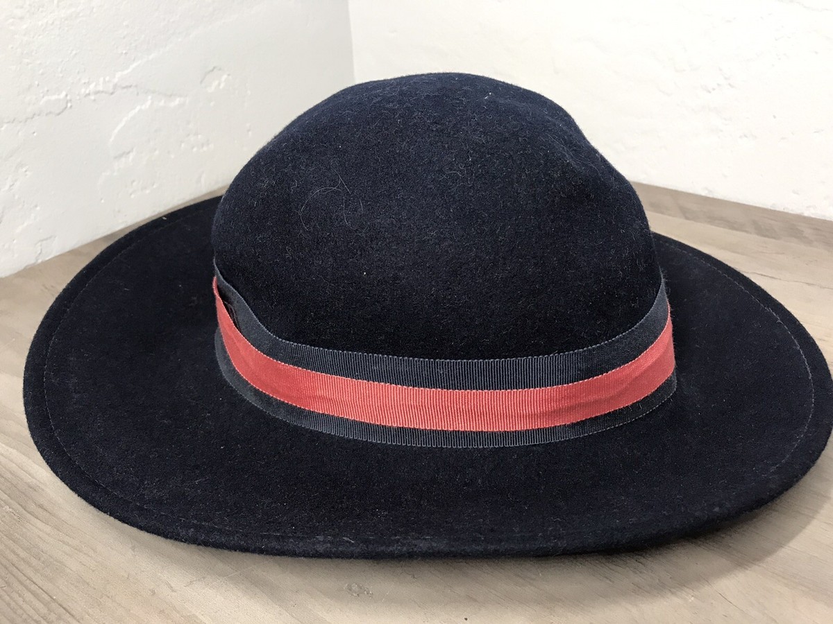 Vintage 100% Wool Blue Hat Black Band Bow Doeskin Felt Bollman & Co Made In USA Vintage Bollman Hat Company USA Doeskin Felt Black Wool  main image 3