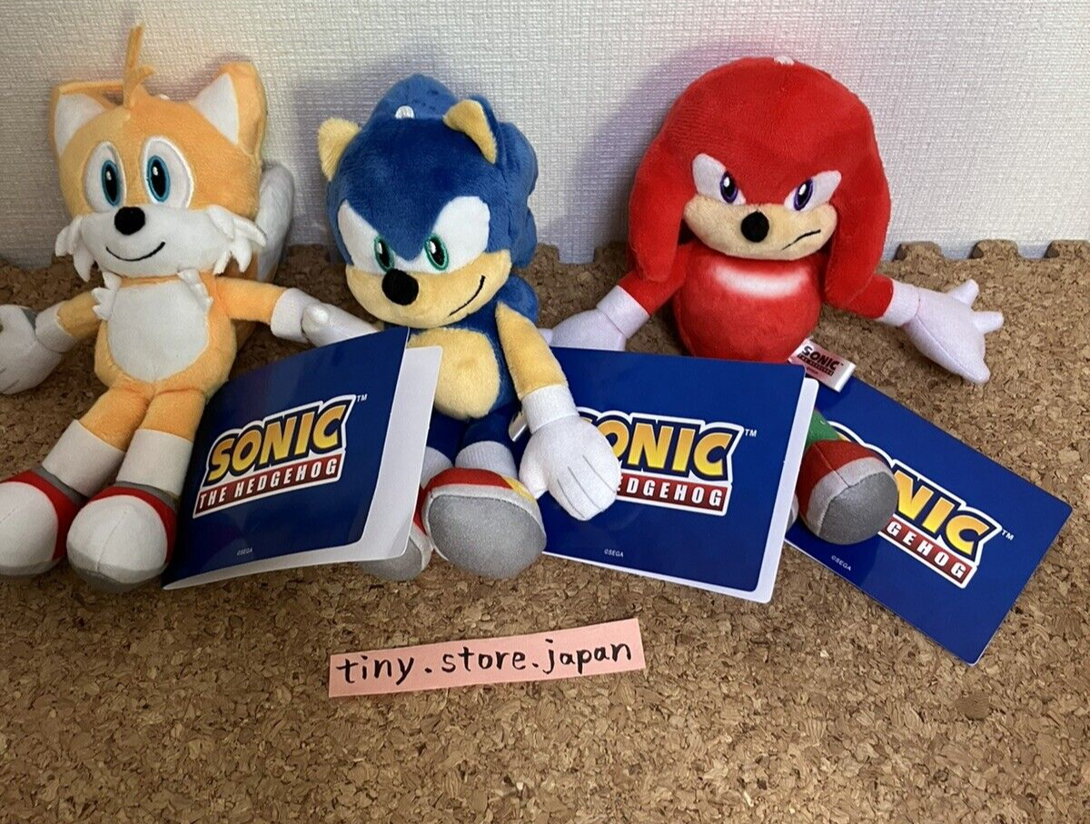 SEGA Sonic Plush Mascot Sonic Tails Knuckles Set Prize 18cm Japan