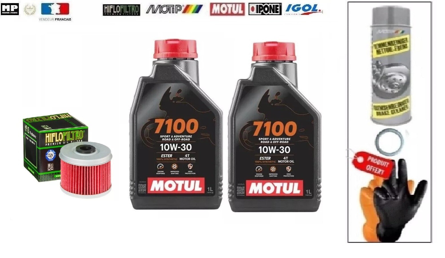 Vidange moto Honda CBF 250 pack Motul 7100 10W30 pour révision hivernale