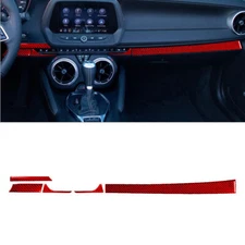 For Chevrolet Camaro 2016-2022 Red Carbon Fiber Interior Dashboard Cover Trim 5*