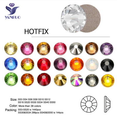 1440pcs All Colors 3D Nail Art Crystal Non Hotfix Flatback Rhinestones SS3-SS12