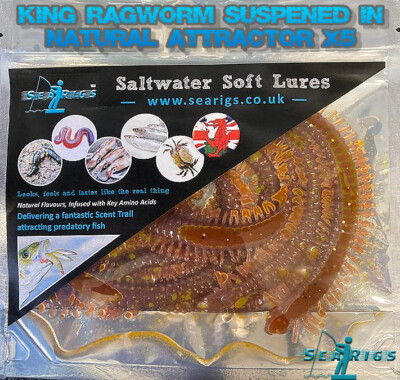 KING RAGWORM MEERESANGELN KÖDER AUFGEHÄNGT IN NATÜRLICHEM AROMATISIERTEM ATTRAKTOR (X5)