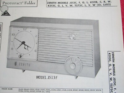 ZENITH J513C, J513F, J513G, J513L, K511B, K511C, K511R, K511W RADIO PHOTOFACT