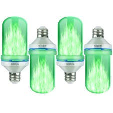 4PCS Green LED Flame Bulbs, E26 Base, 4 Modes, Energy Saving, St. Patrick Day
