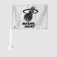 Rico NBA Miami Heat WHITE HOT 11x14 Window Mounted 2-Sided Car Flag BRAND NEW  
