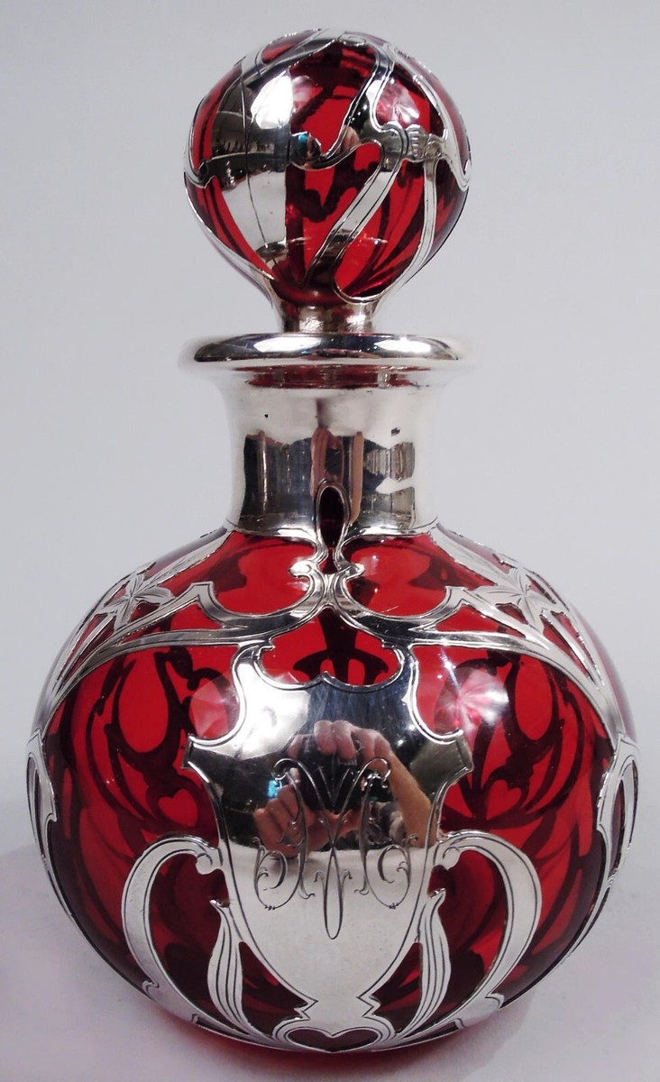 Gorham Perfume D943 Antique Art Nouveau Bottle American Red Glass