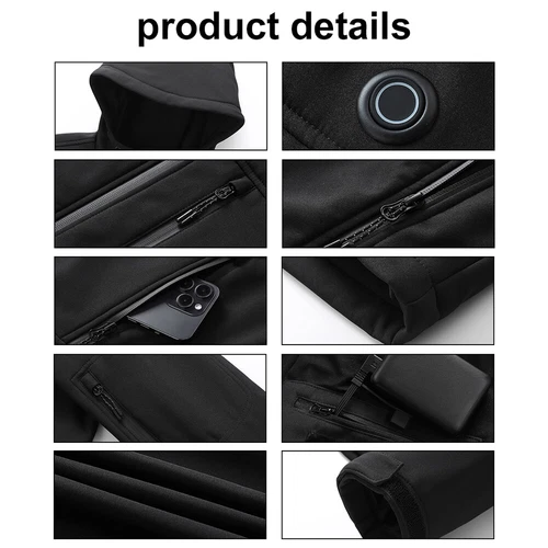 Herren Damen Beheizbare Heizjacke Mantel USB Beheizte Winter Warm Hoodie Jacke - Bild 13 von 17
