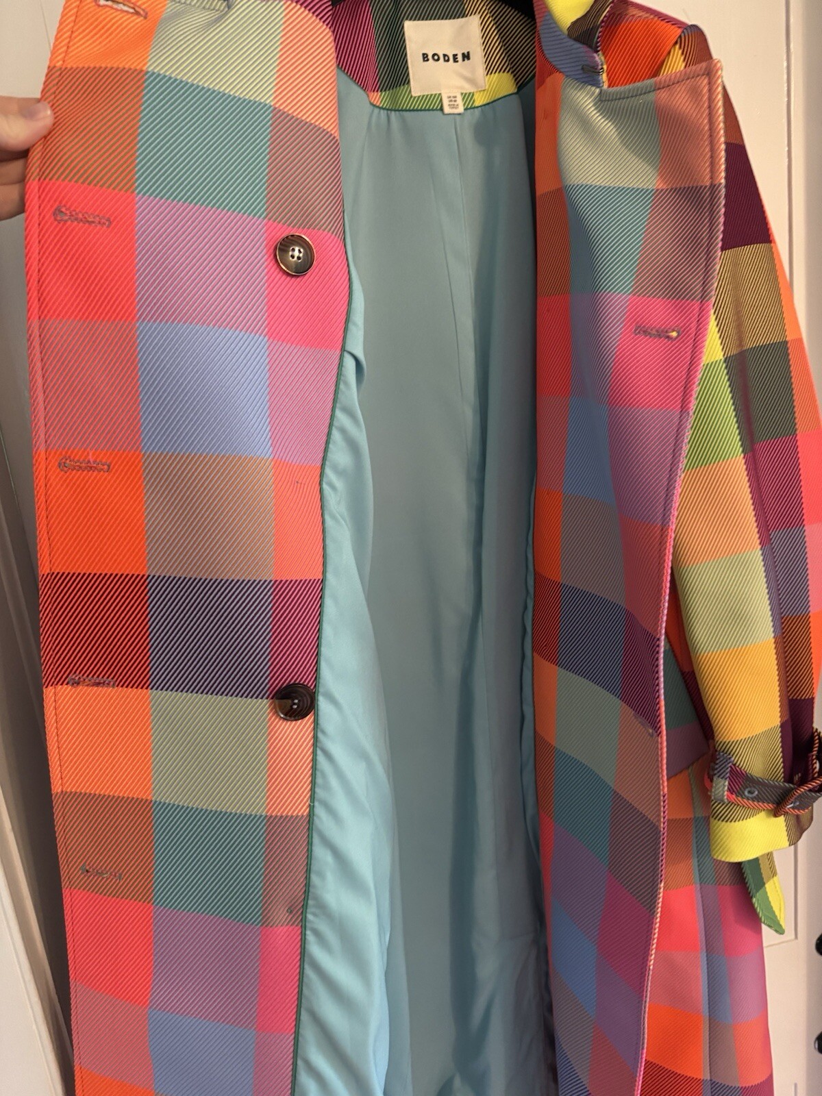 Viral Boden Multi Neon Belted Trench Coat NWOT Size 6/8 Sold Out! image 10