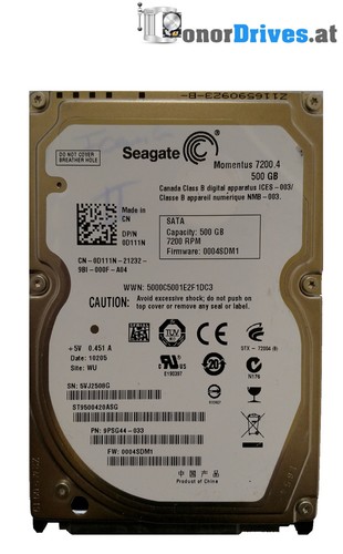 Seagate ST9500420ASG - 500GB - SATA - 9PSG44-033 - PCB 100536286 Rev. E*