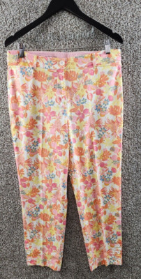Talbots Perfect Crop Pastel Fruit Print Pants Chino Crop Pants Women's Size 8