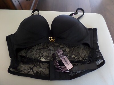 NWT Latest VICTORIA SECRET padded push-up black Lacey bra sz 34A, retail $69.99