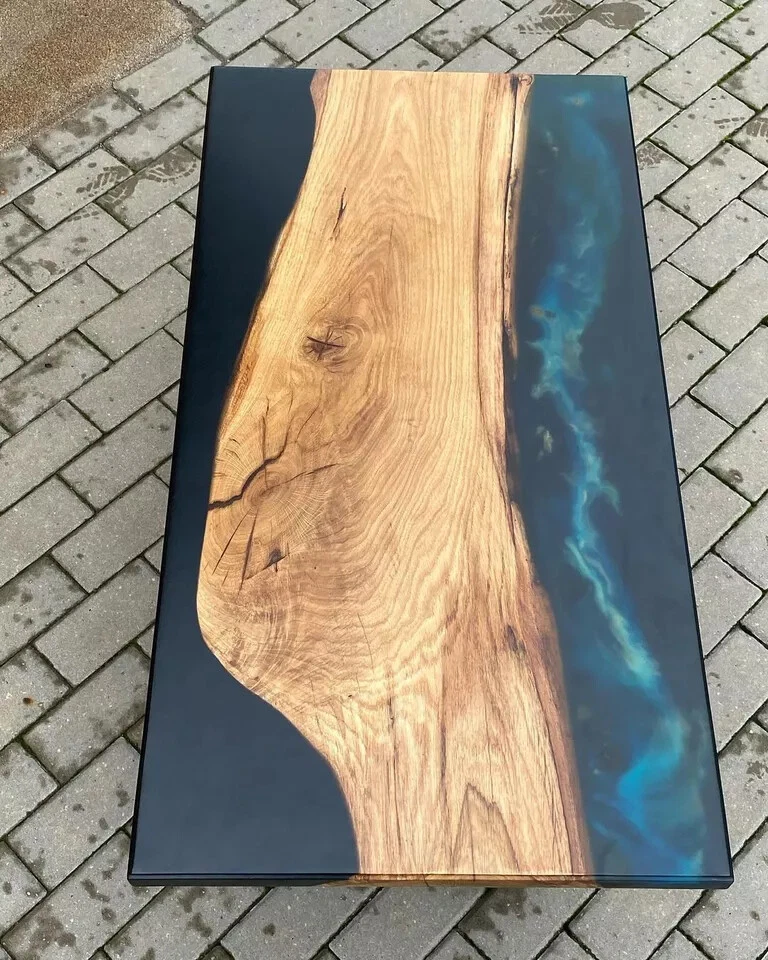 Resin River Walnut Epoxy Custom Dining Handmade Table Top Living Room Deco - Image 2 of 4
