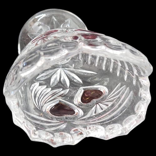 Anna Hütte Bleikristall Vase Herz Form Herzförmig Kristallglas Rot Herzen Dekor - Bild 4 von 5