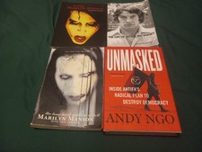 4 Various Books - Marilyn Manson, Andy Ngo, Jim Varney
