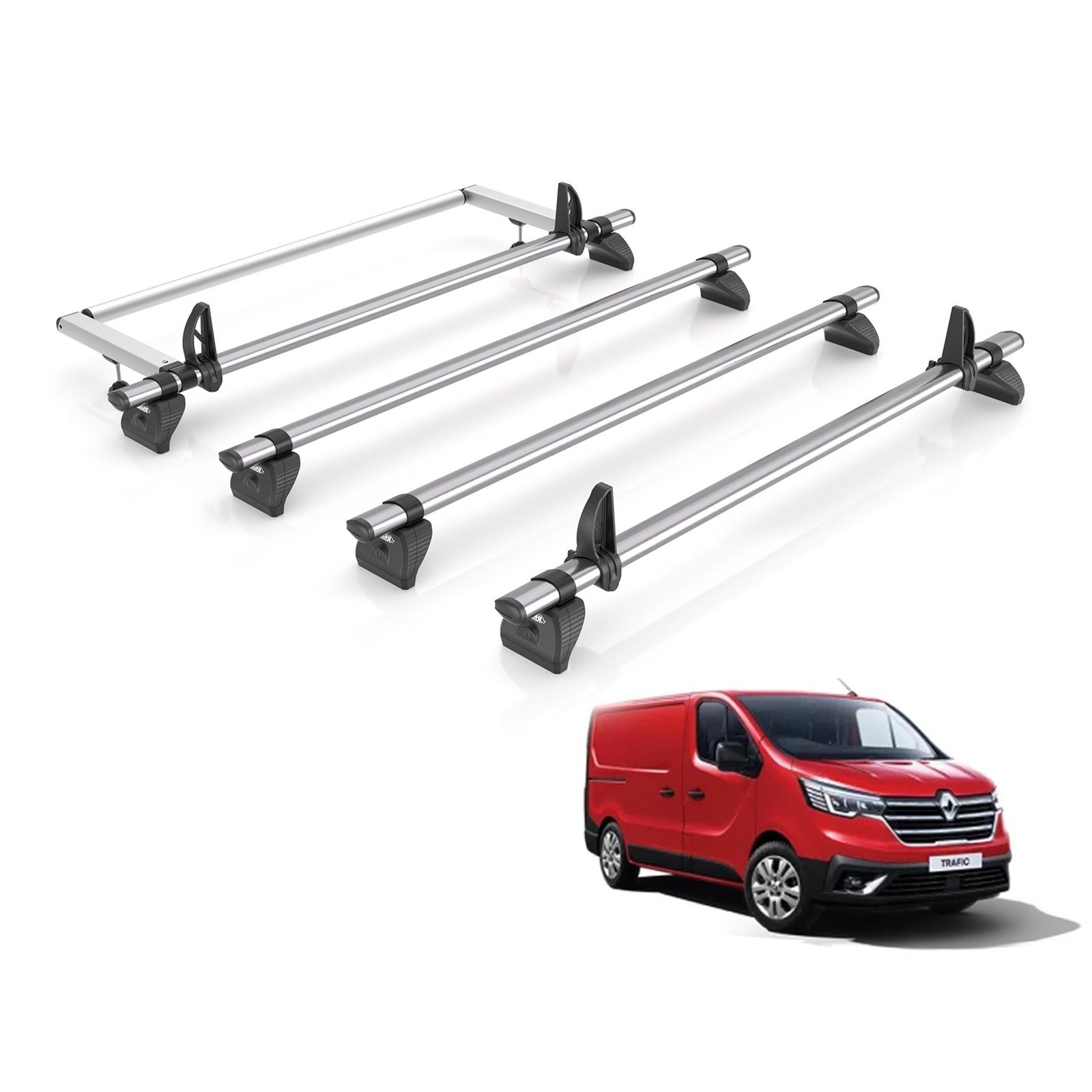Renault Trafic Roof Rack for 2014+ [Standard Roof] 4 Bars & Roller - Rhino Fleet