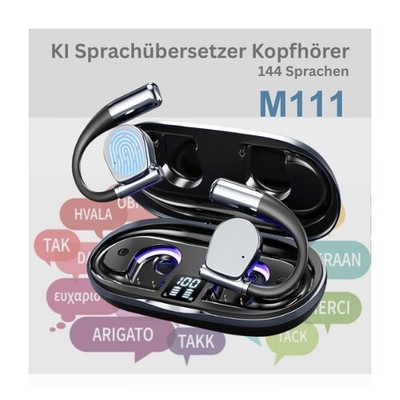 KI Übersetzer Kopfhörer Bluetooth Sprachübersetzer 144 Sprachen Echtzeit App M11