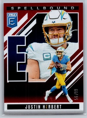 2025 panini donruss elite football justin herbert spellbound (E) red 56/99 #35