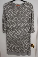 BOSS Orange Grey Patterned Long Sleeve Dress with Sheer Hem