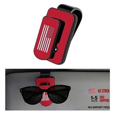 Sunglass Holder for Car Visor, Metal US Flag Eyeglasses Hanger Black Red, Flag