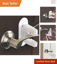 Child Proof Door Lever Lock 6 Count Plastic Adhesives Easy Installation White