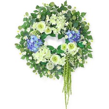 26" Hydrangea  Eucalyptus Wreath for Front Door, Porch, Window - Large Artif...