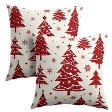 Red Christmas Tree Pillow Covers 18x18 Inches 18" x 18" Pack of 2 Red Tree