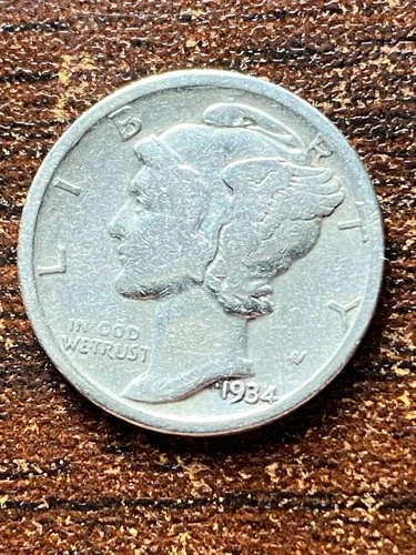 1934 p mercury silver dime a very fine coin . plus a surprise