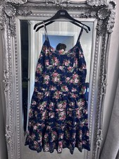 Joe Browns Women’s Navy Floral Corset Style Back Summer Cotton Dress Boho 14