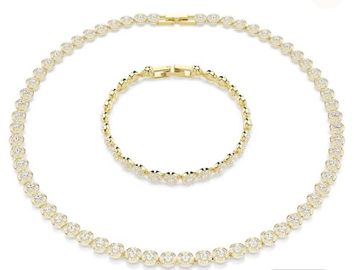 Una Angelic set Round cut, White, 18K gold finish PACKAGE MAY VARY