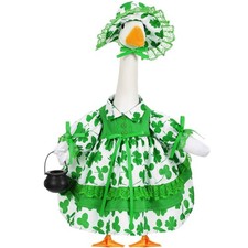 St Patrick's Day Shamrock Goose Outfit Lawn Porch Goose Clothes for 23" St Pa...
